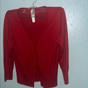 Active Basic Red Cardigan Sweater
